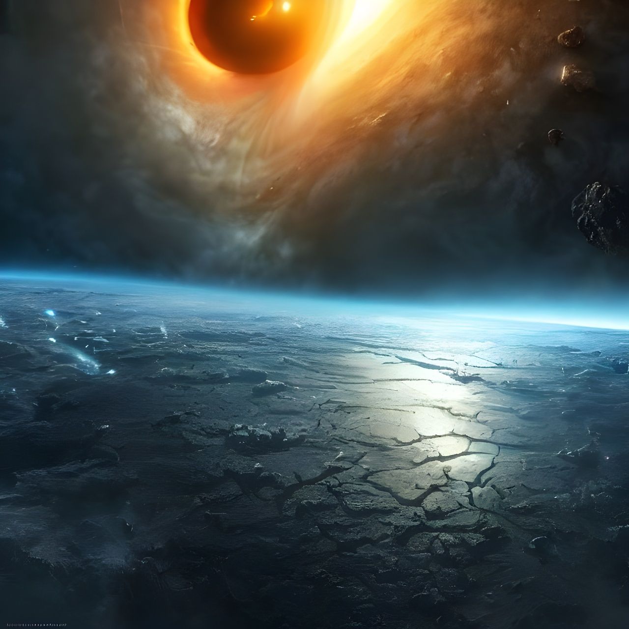 Earth Destroyed by Black Hole: 8k Matte Painting
