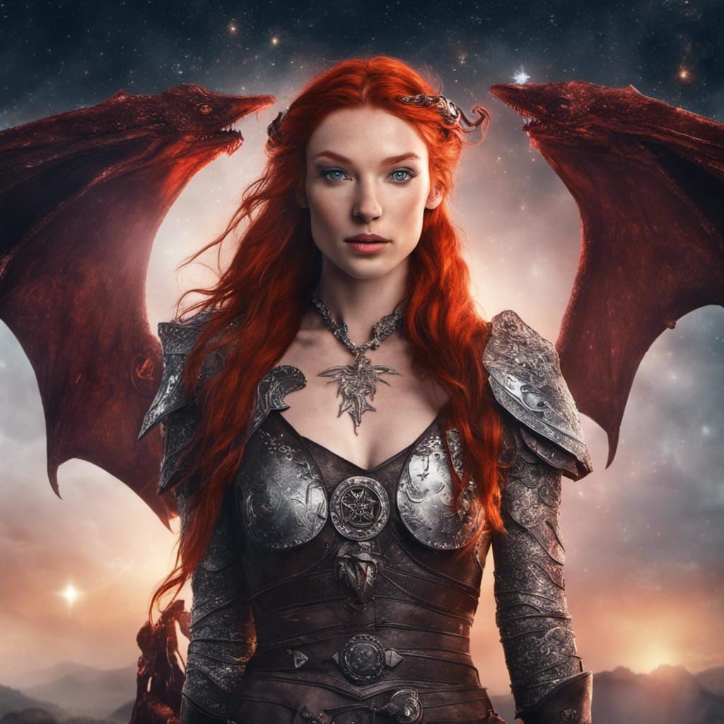 Elf Warrior with Dragon in Thomas Kinkade Style