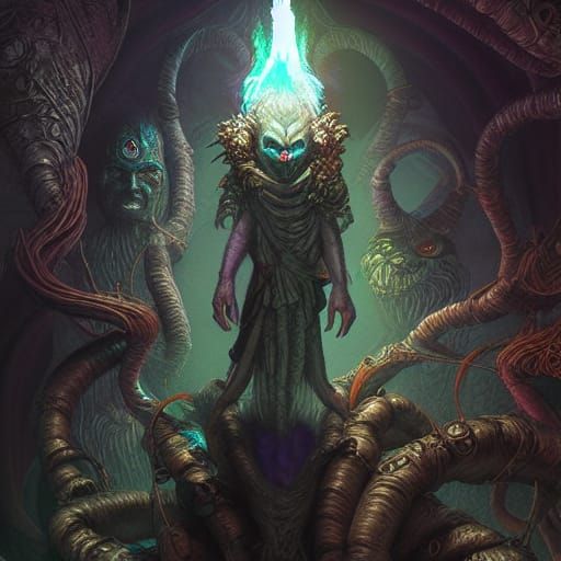 Intricate Goblin Drow Yokai Portrait in Digital Art Style