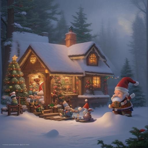 Christmas Gnomes Toymaking in Santa's Workshop