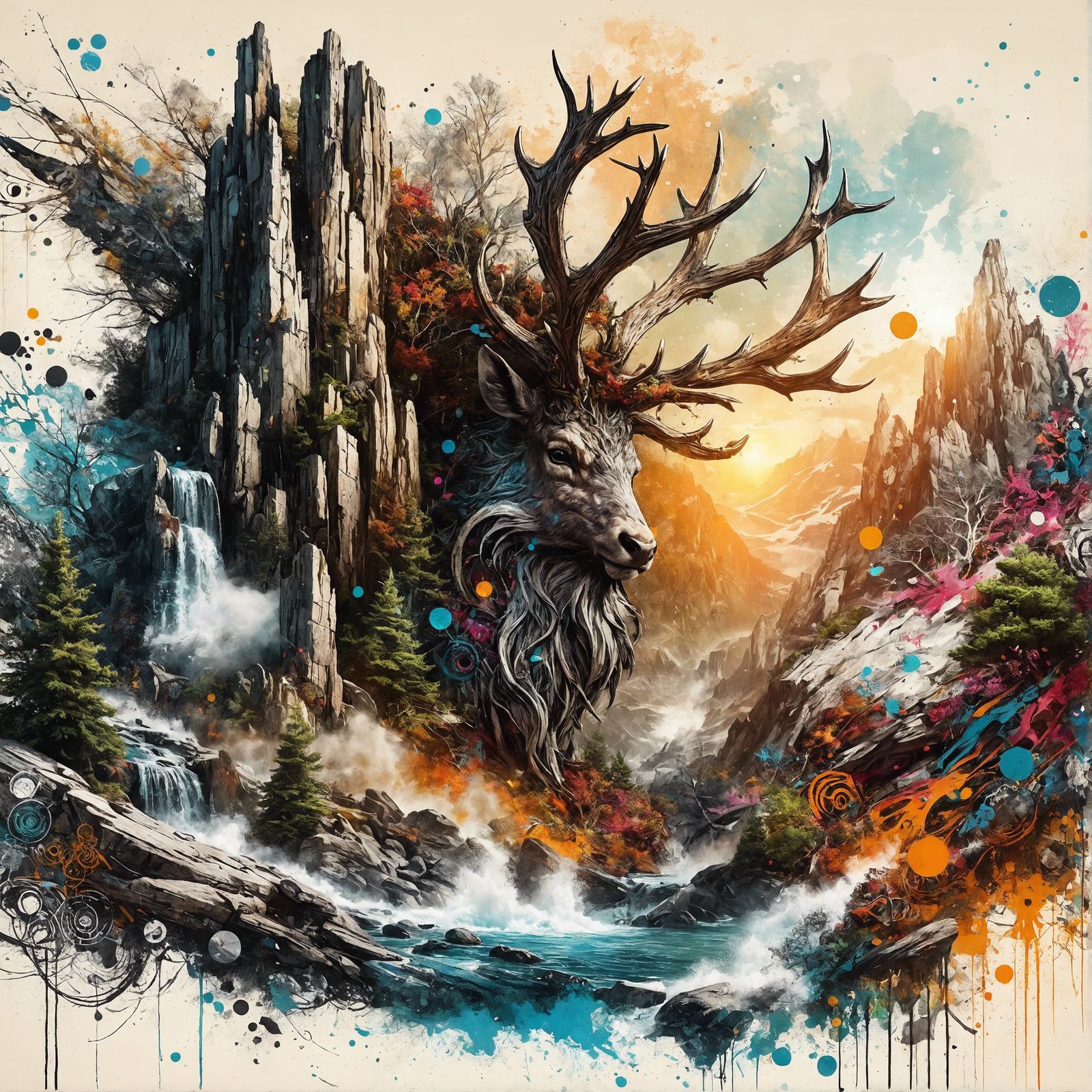 Spectacular Landscape with Reindeer Stone Formation