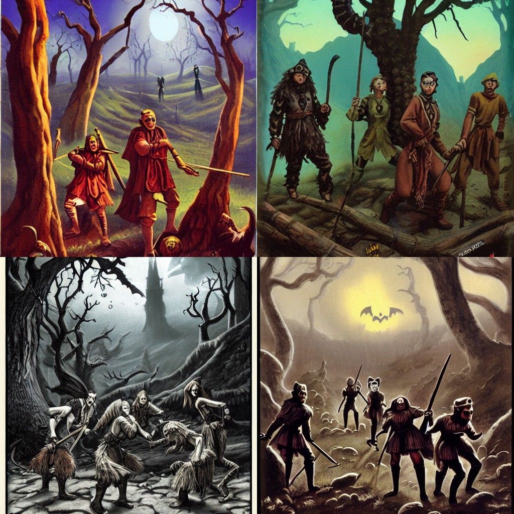 Fantasy Adventurers on Spooky Moor: Pulp Art