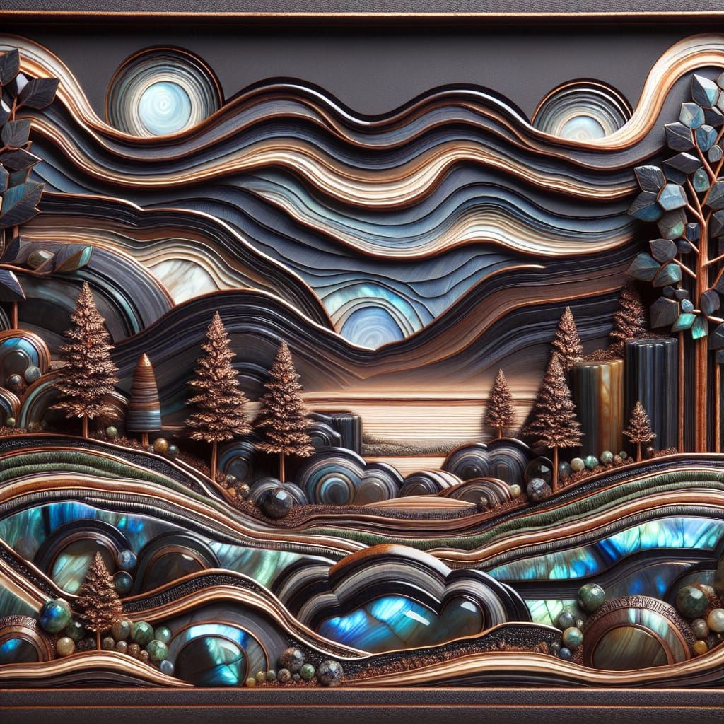 Labradorite and Neoprene Landscape: A Luxurious Vision