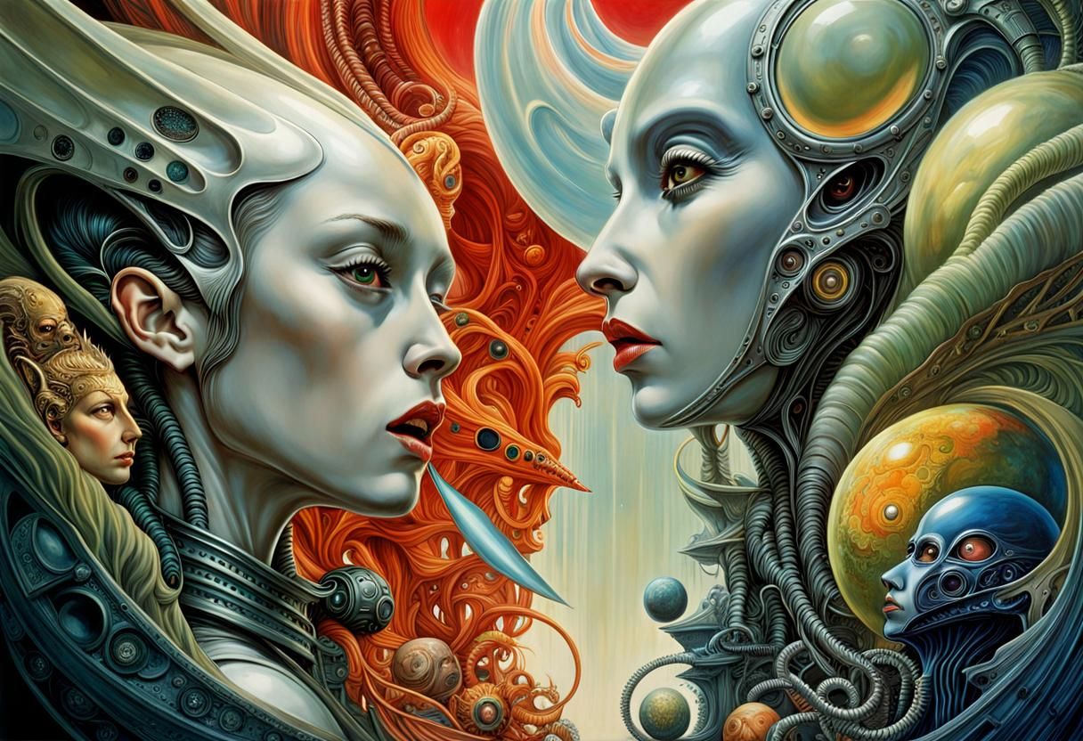 Surreal Space Art in Art Nouveau Style