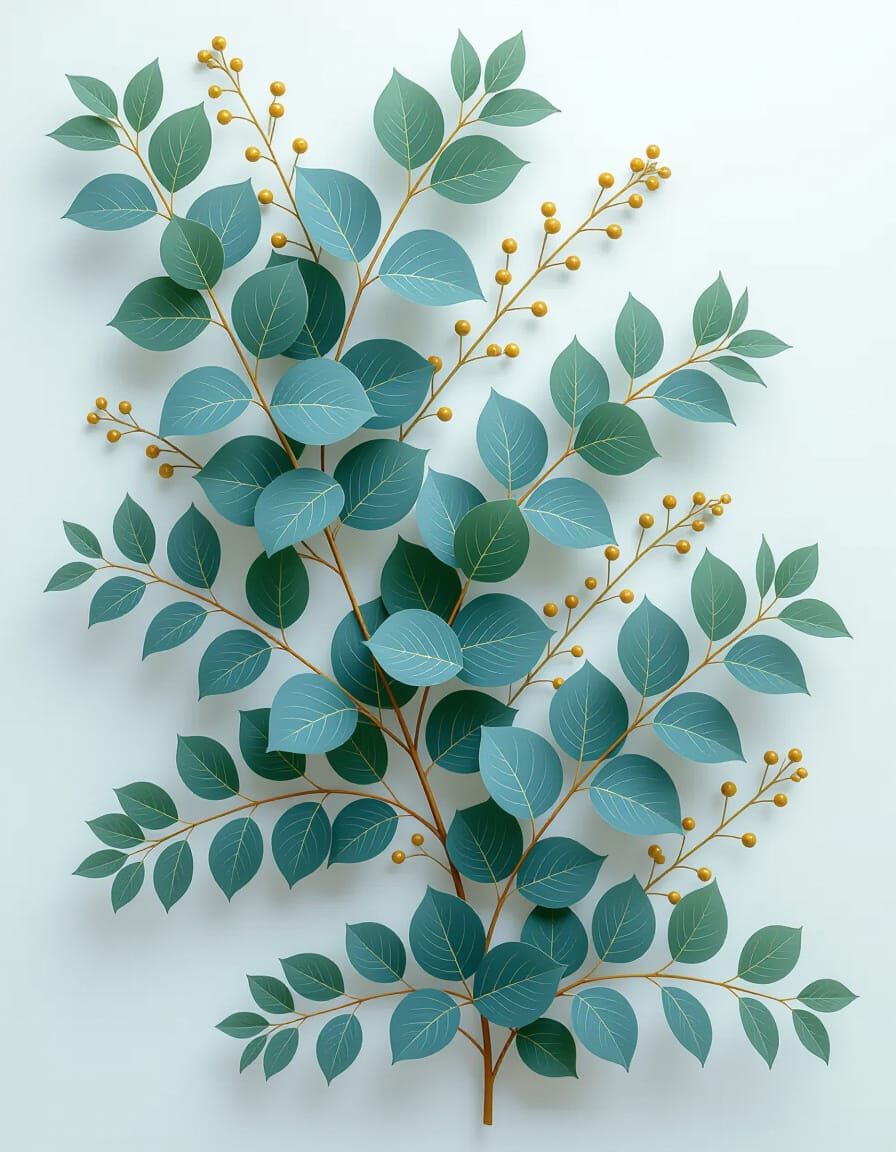 Elegant Eucalyptus Pattern in Watercolor Style