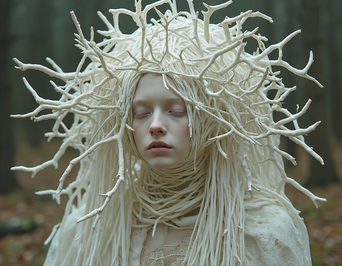 Mirrors on Nature Mock Her Embodied Ivory-White Hair