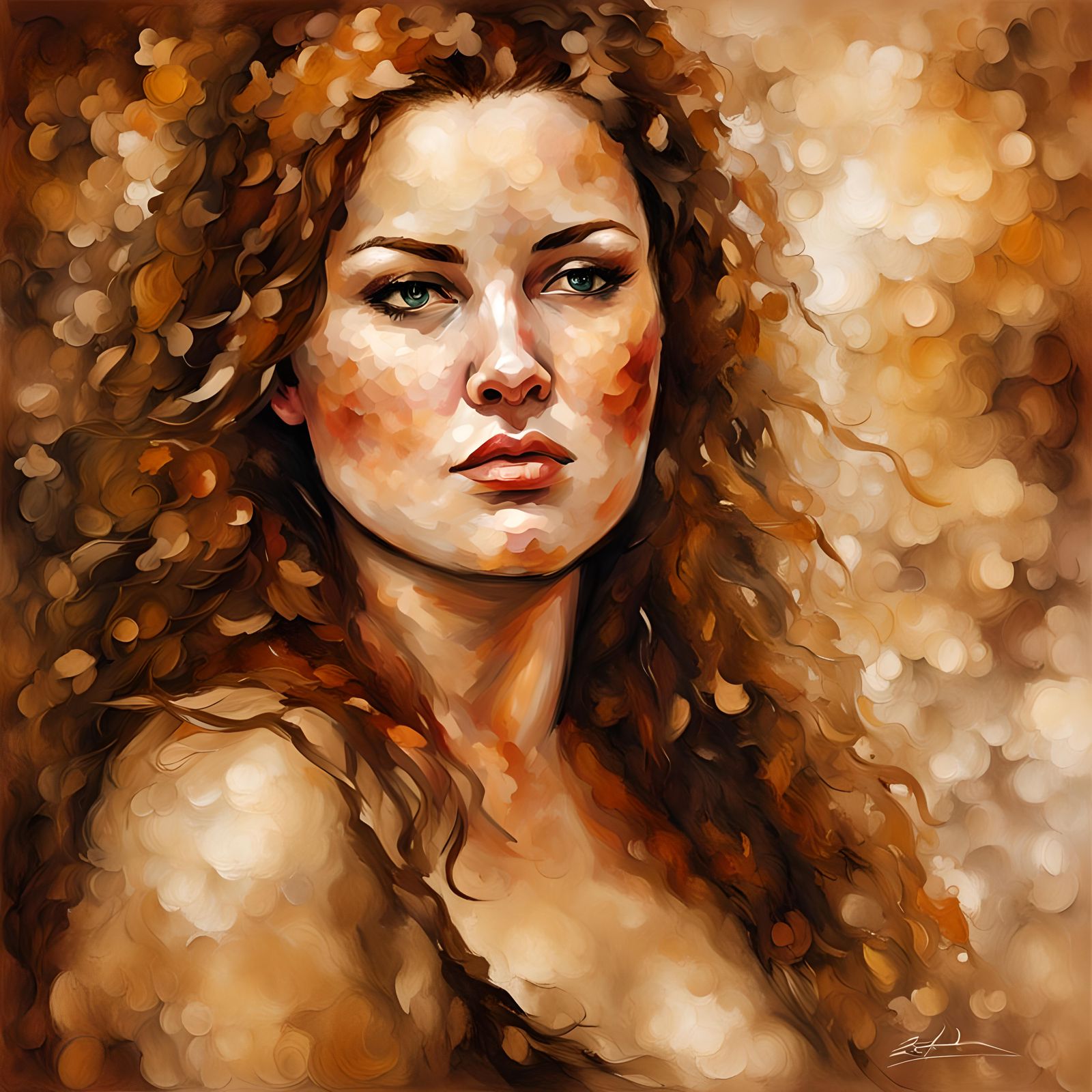 sepia Leonid Afremov portrait of a woman