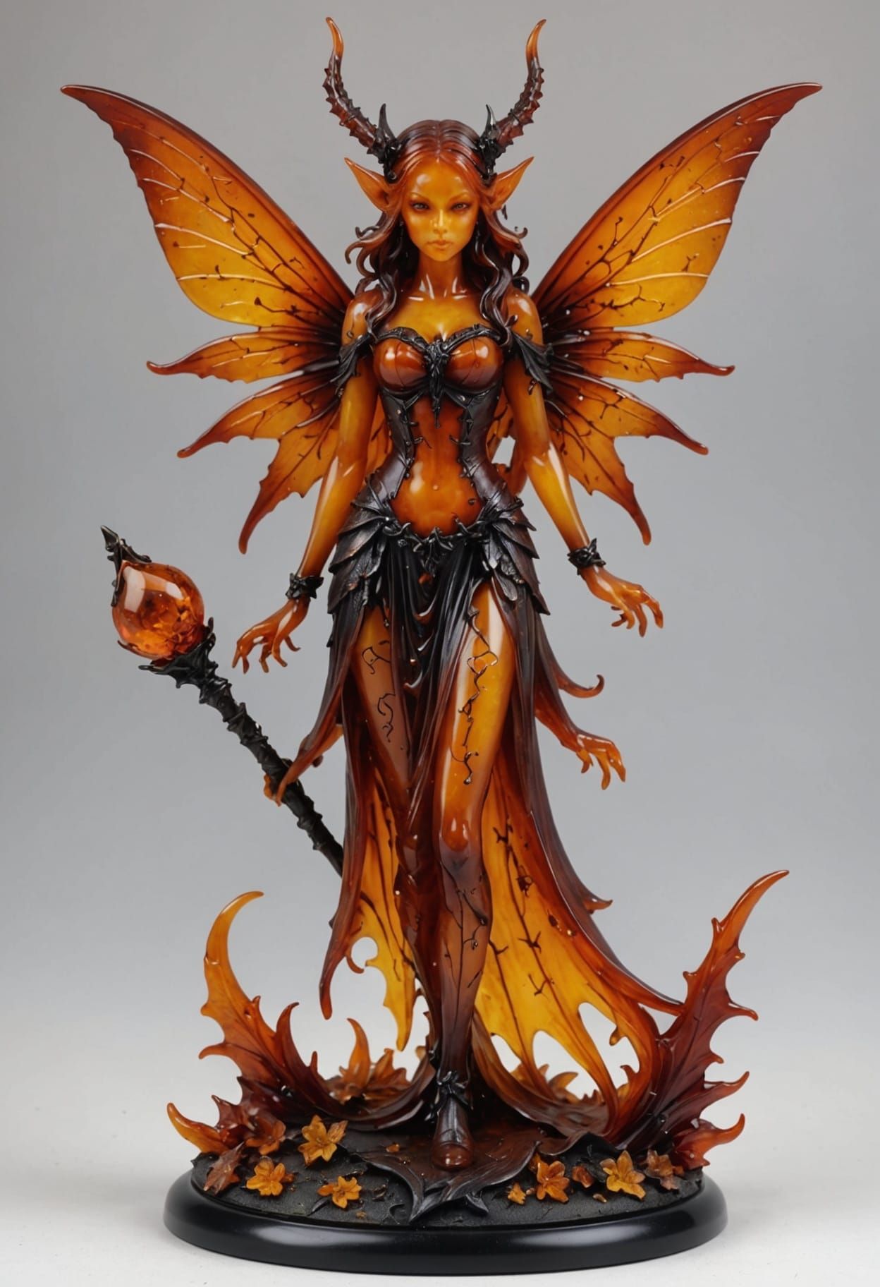 Devilish Fairy Captured in Resin Amber