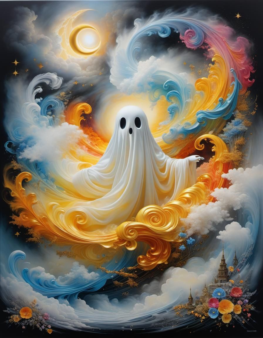 Swirling Storm of Childhood Memories in Mixed Media