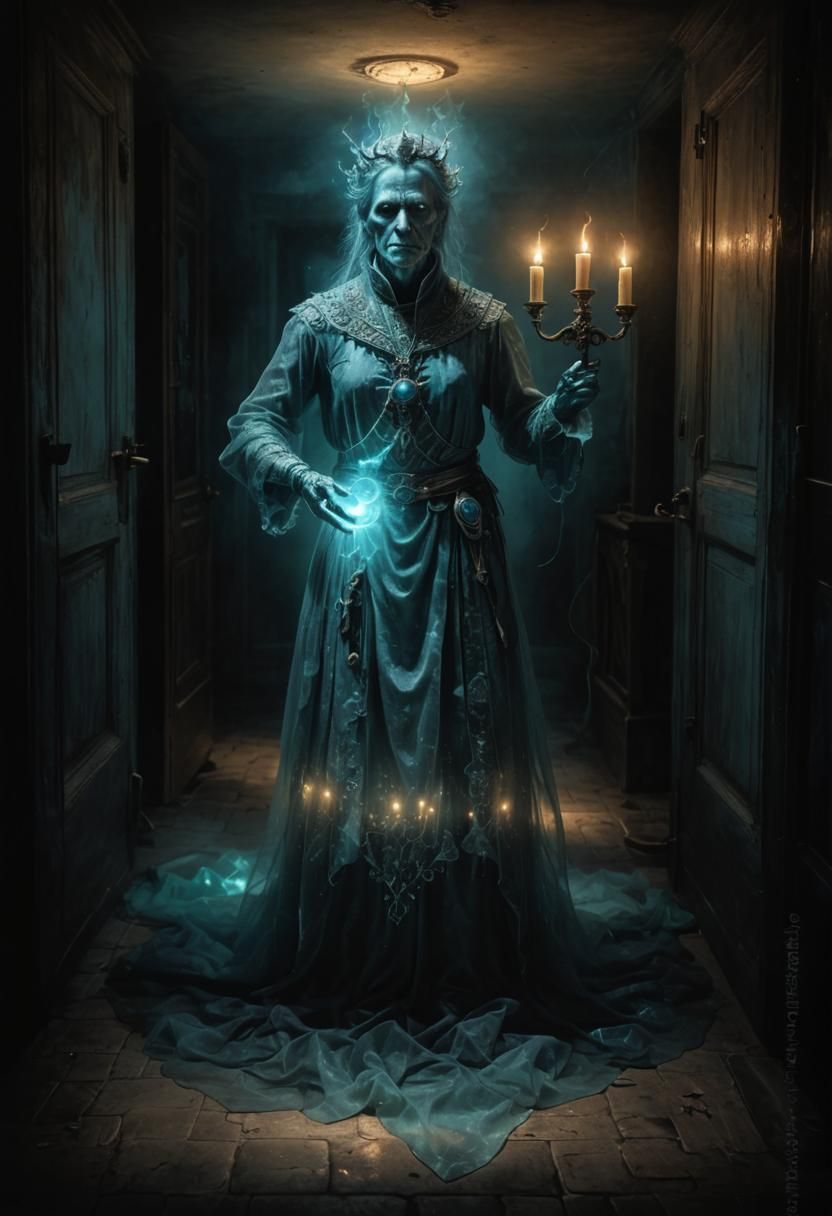 Ethereal Spirit Drifting in Bioluminescent Light