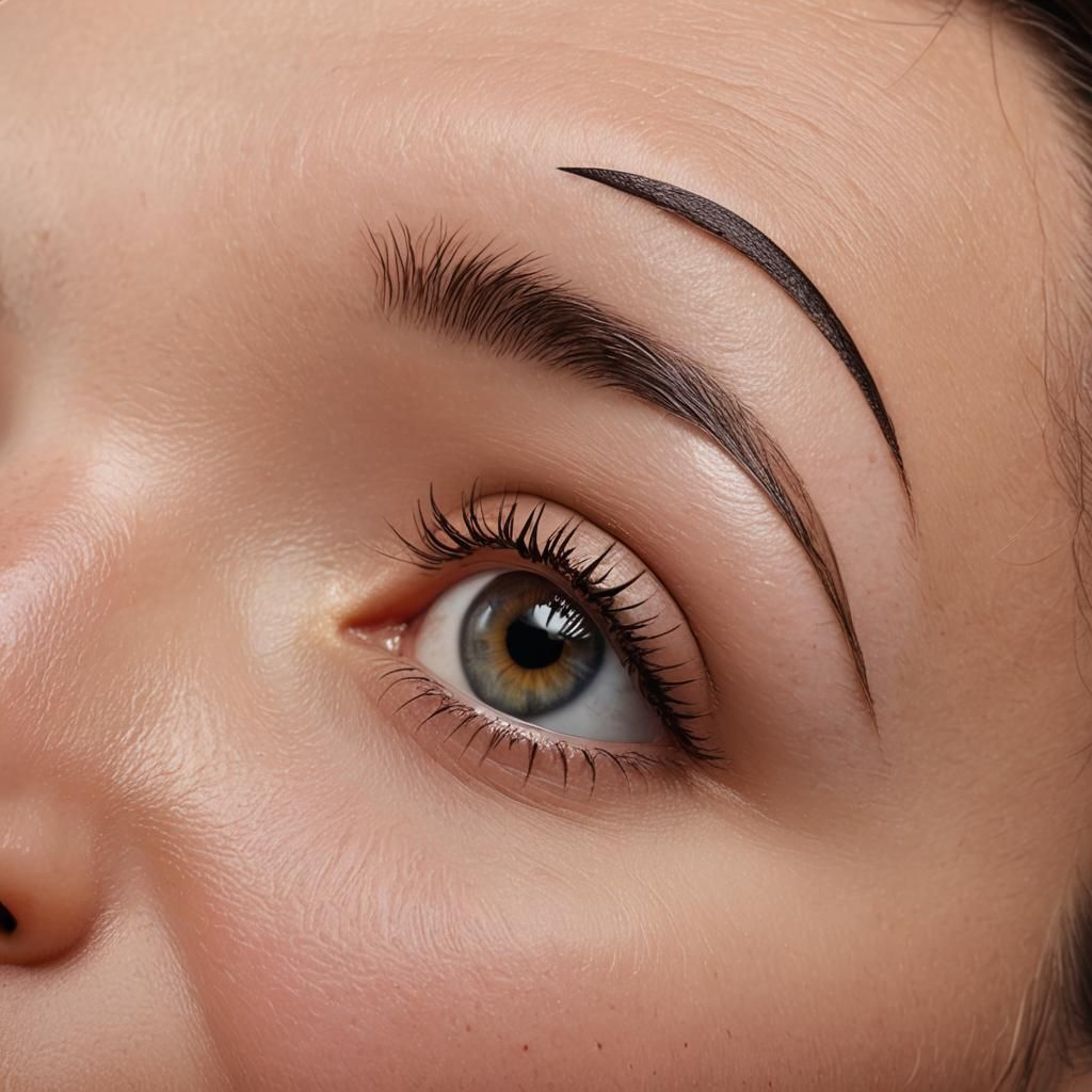 Macro Photograph of Eyebrow in Hyperrealistic Style