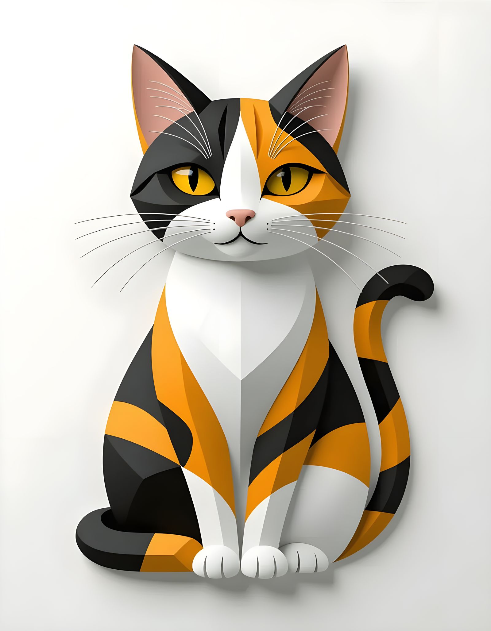 Stylized Calico Cat with Golden Ratio in 3D