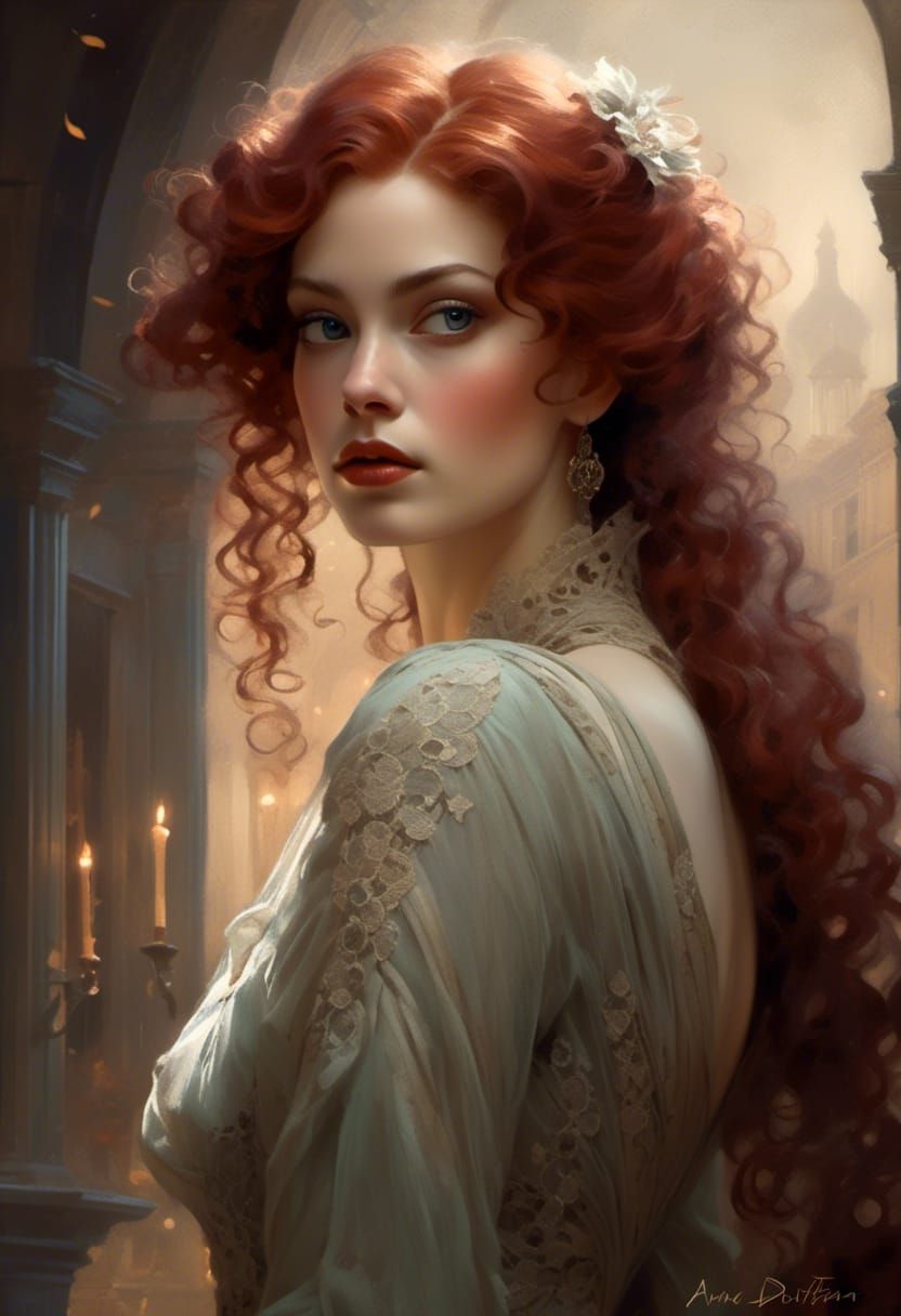 Rococo Lady in Velvet and Lace Portrait