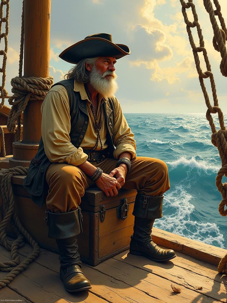 Pirate Crewmate on Deck in Impressionist Style