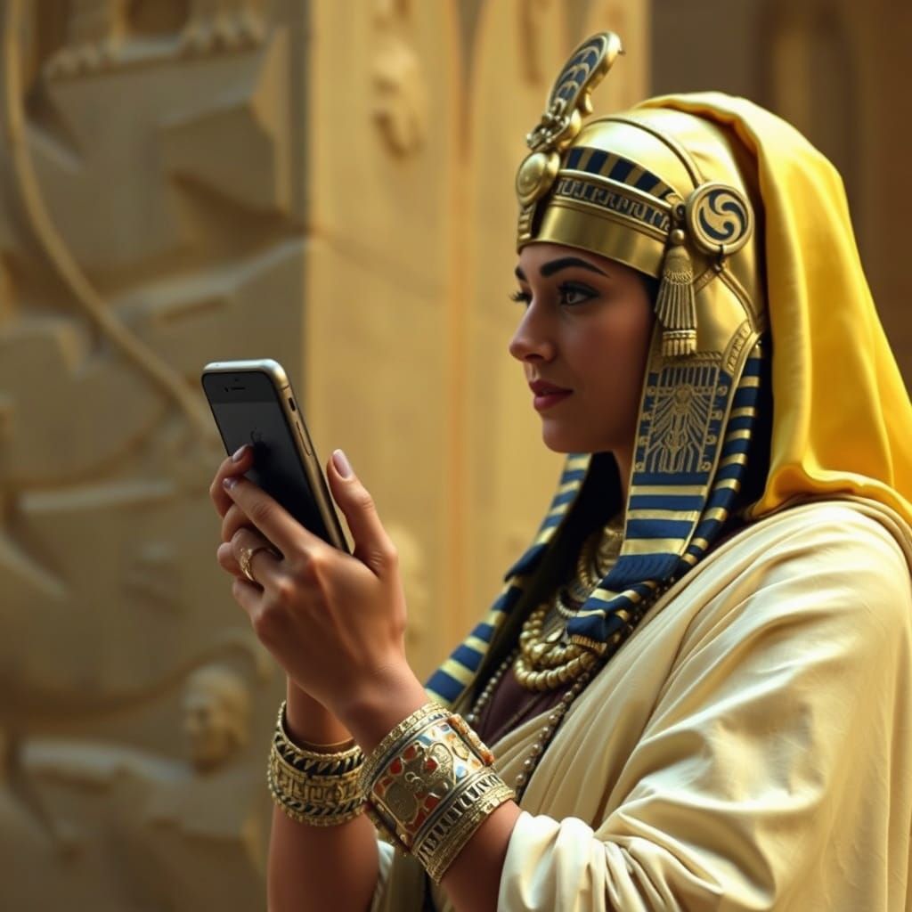 Cleopatra: Time Traveler with Cellphone in Ancient Egypt