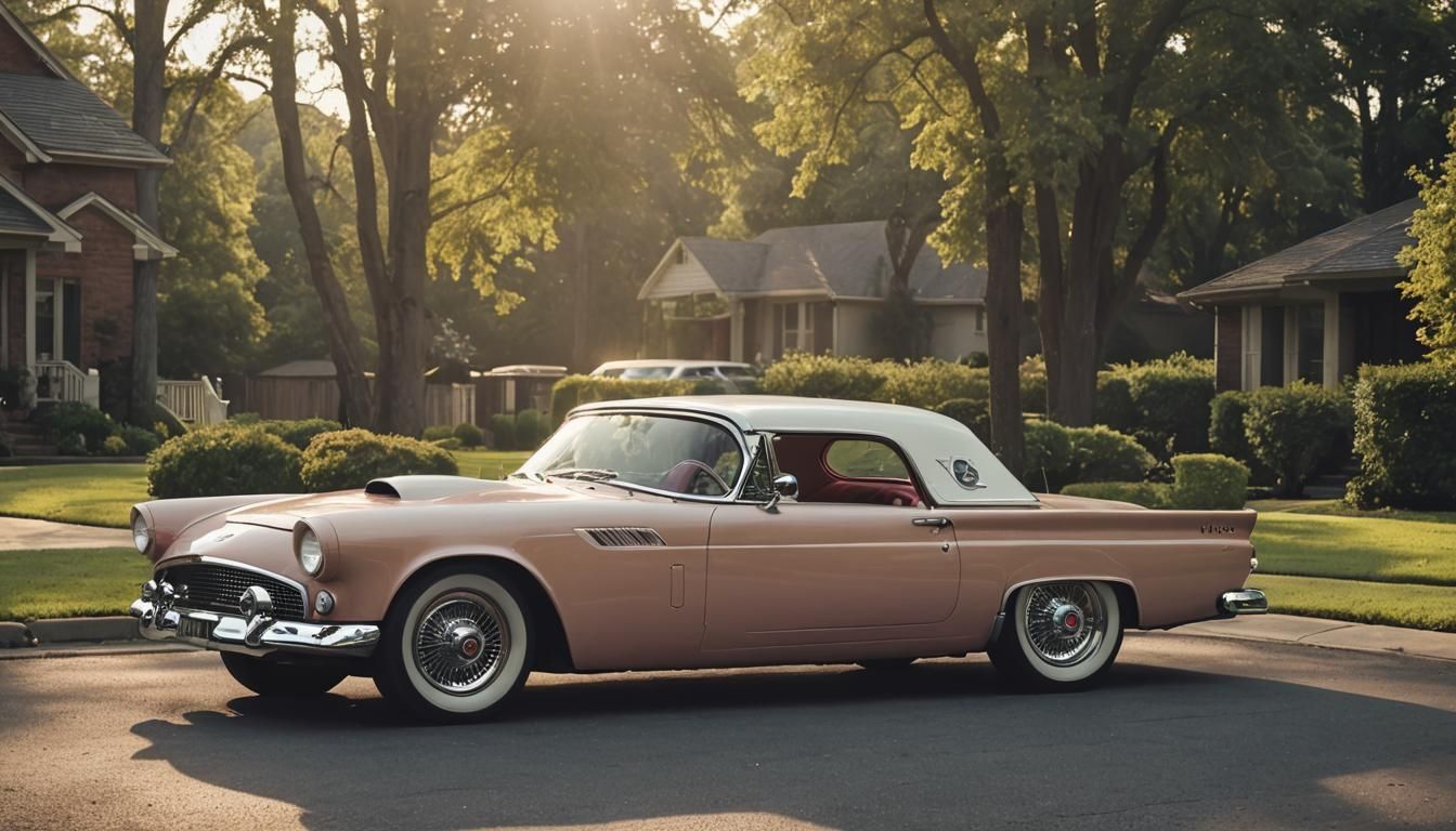 1955 Ford Thunderbird  parked in a driveway