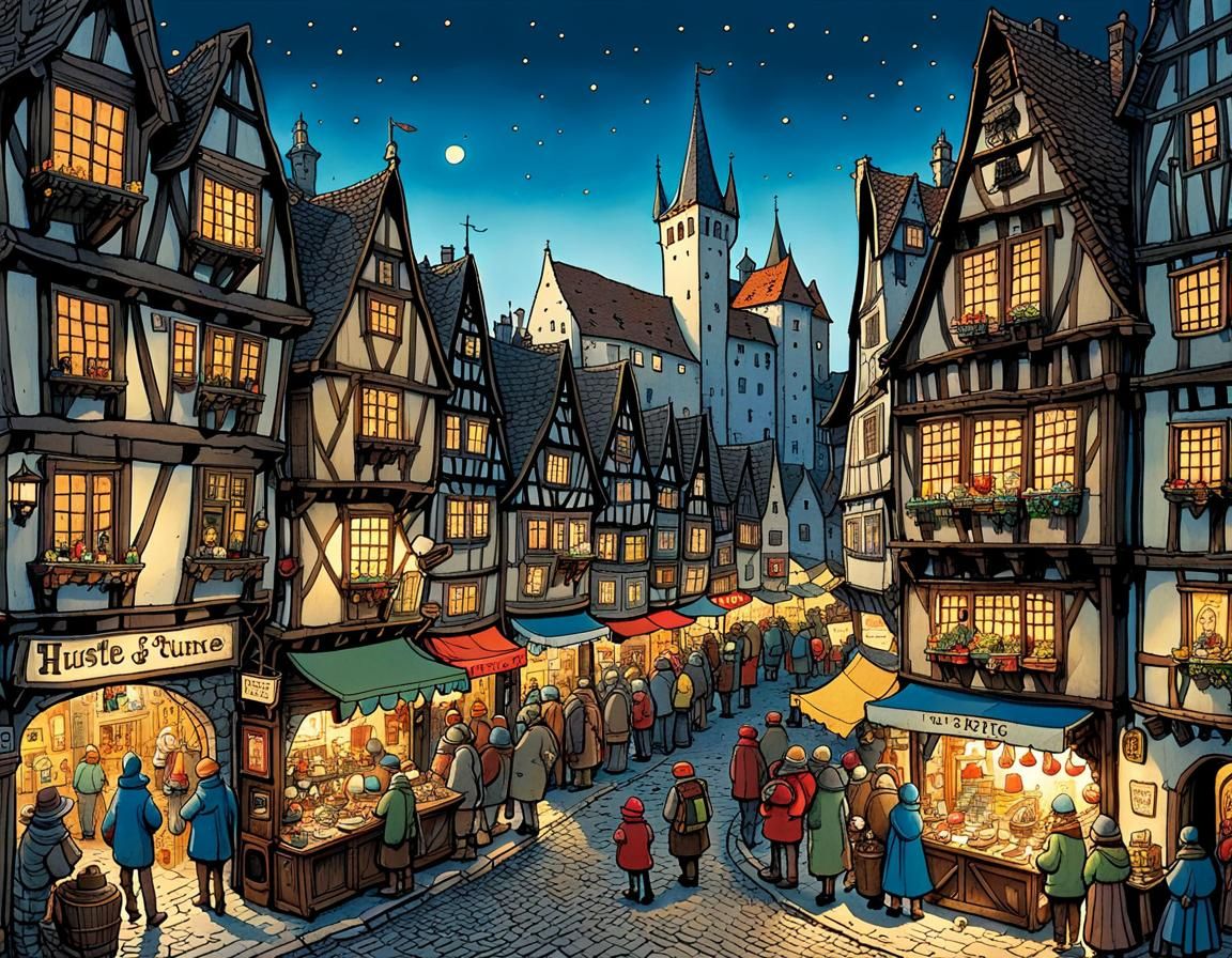 Medieval Folk Festival in Sketch Style