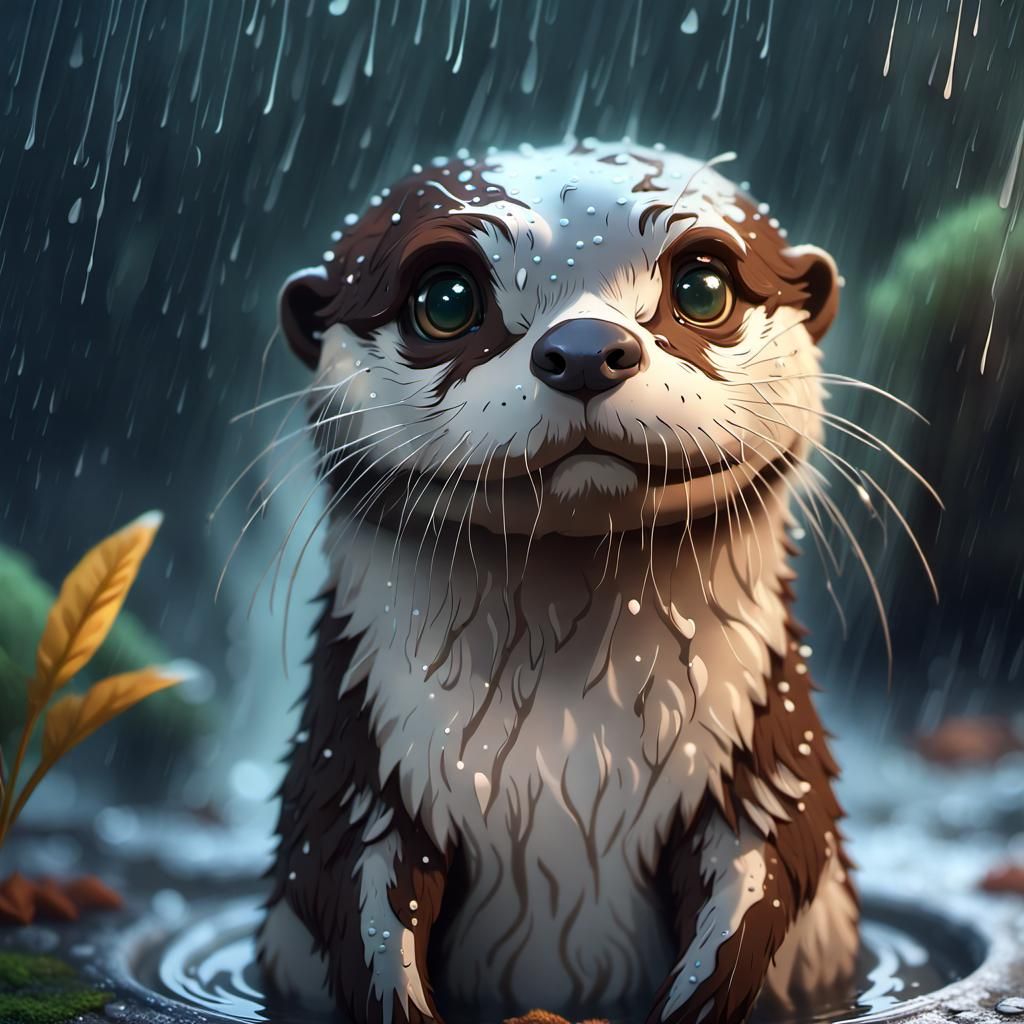 Sad Otter Portrait in Fantasycore Style