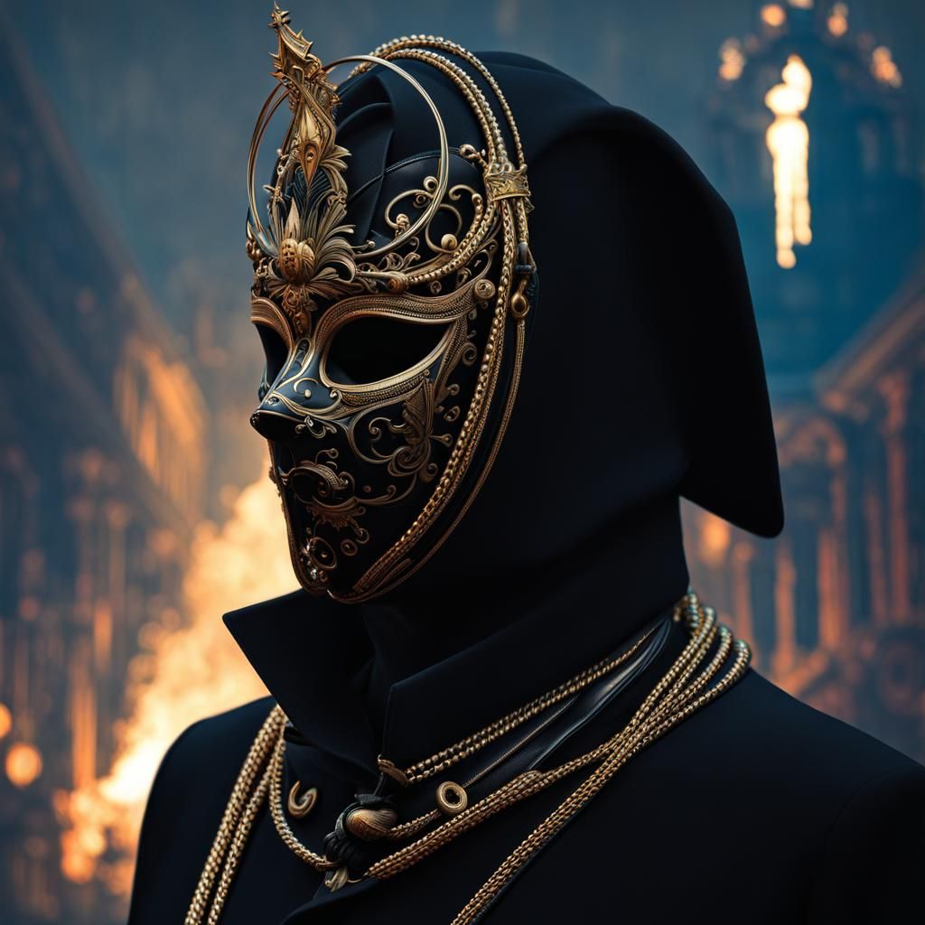 Intricate Blacklight Venice Carnival Mask Portrait