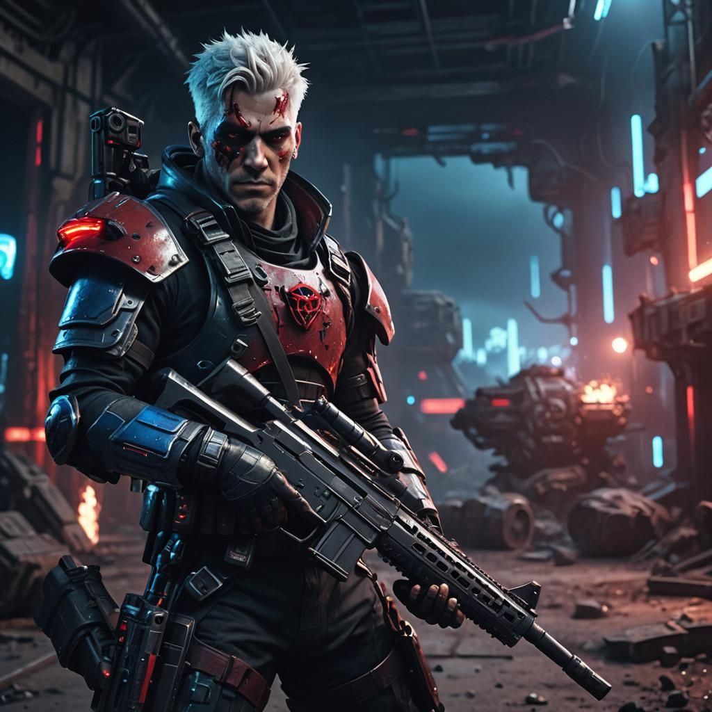 Space Pirate in Fortress with Red and Black Armor