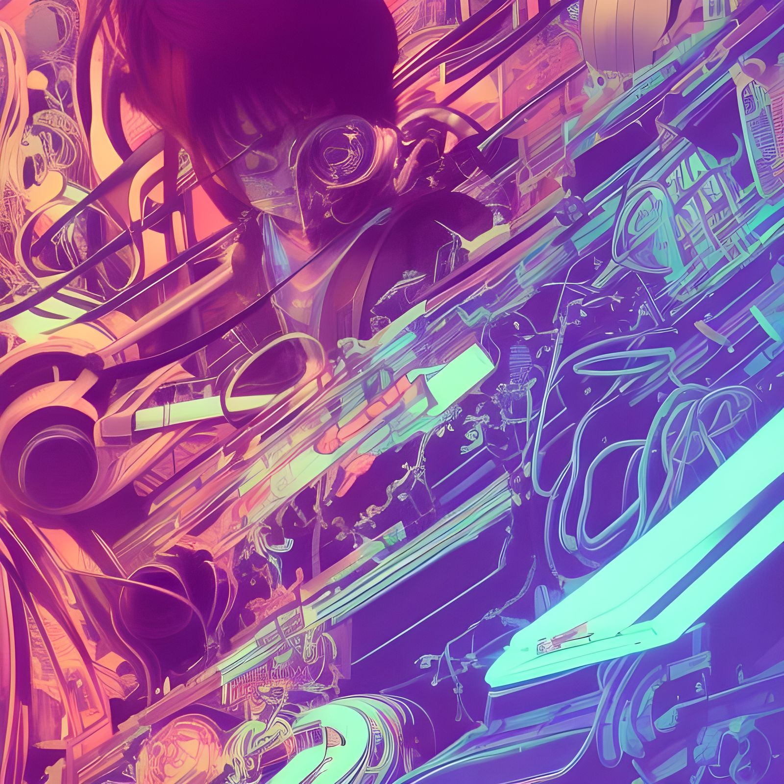 Cyberpunk Papercut Tech Lab in Neon City