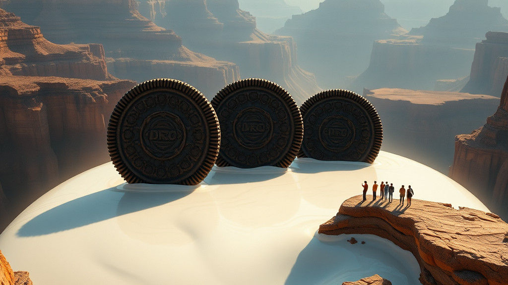 Grand Canyon Filled with Milk and Giant Oreos