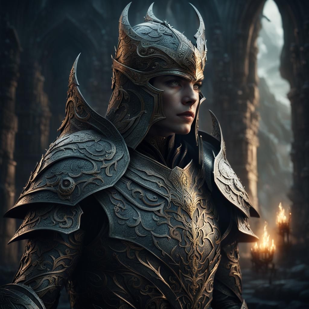 Magical Elven Armor in Dark Fantasy Style