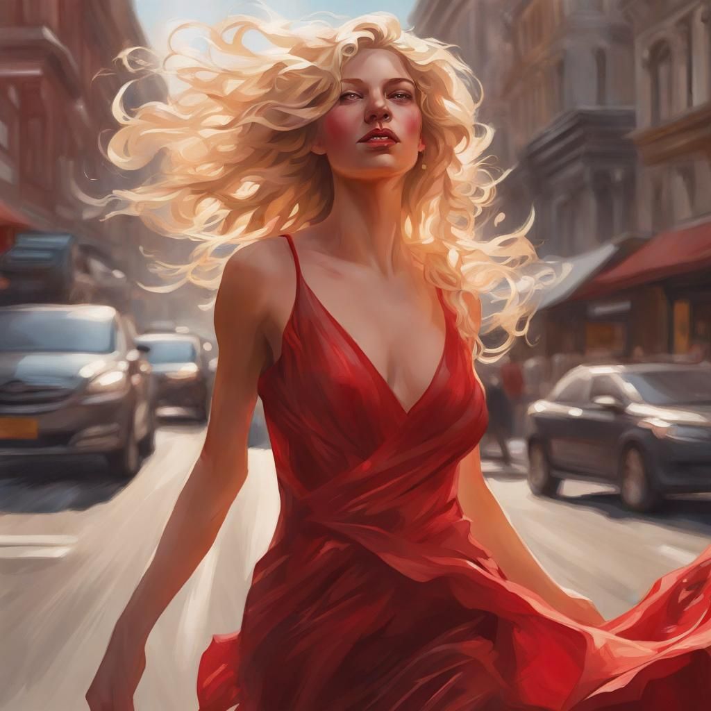 Blonde Woman Dancing: Hyperdetailed Art Nouveau Portrait