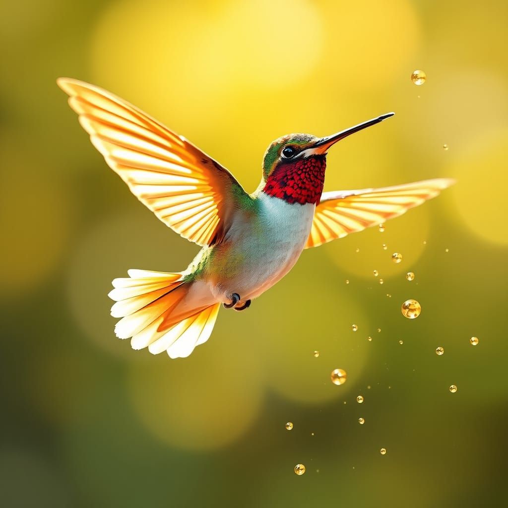 Hummingbird Spreading Honey: A Whimsical Fantasy