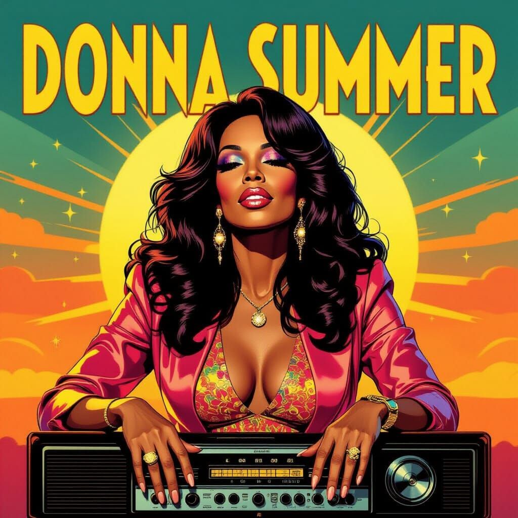 Donna Summer on Vintage Radio, Disco Era Album Cover Art