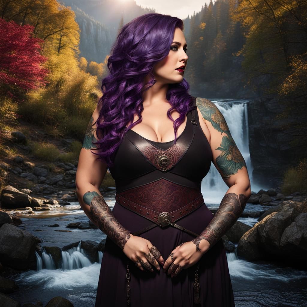 Bohemian Gothic Shield Maiden by Mountain Stream