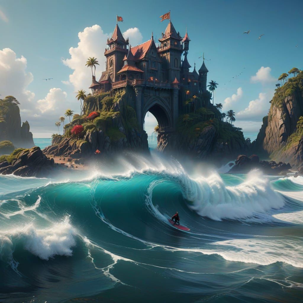 Vibrant Surf Culture Landscape in Fantastical Detail