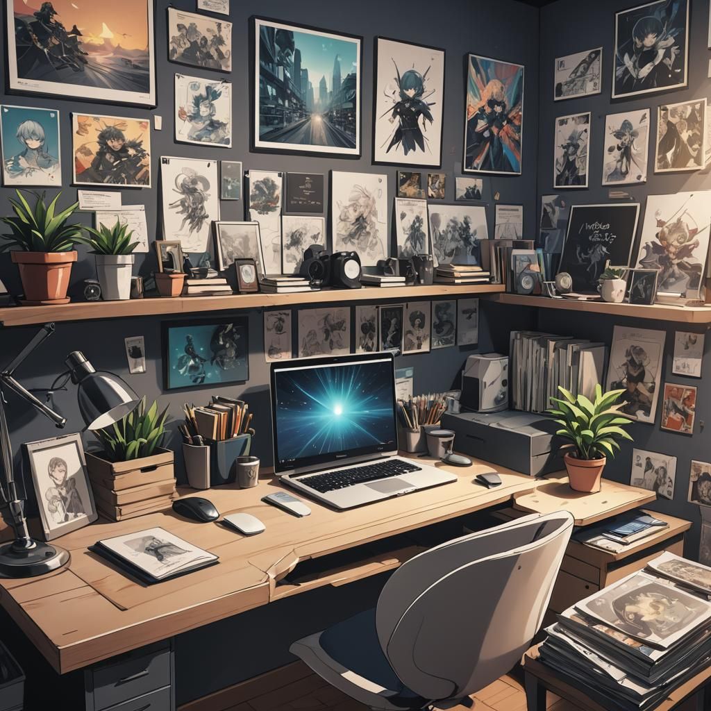 Aesthetic Desk Setup in Anime Style