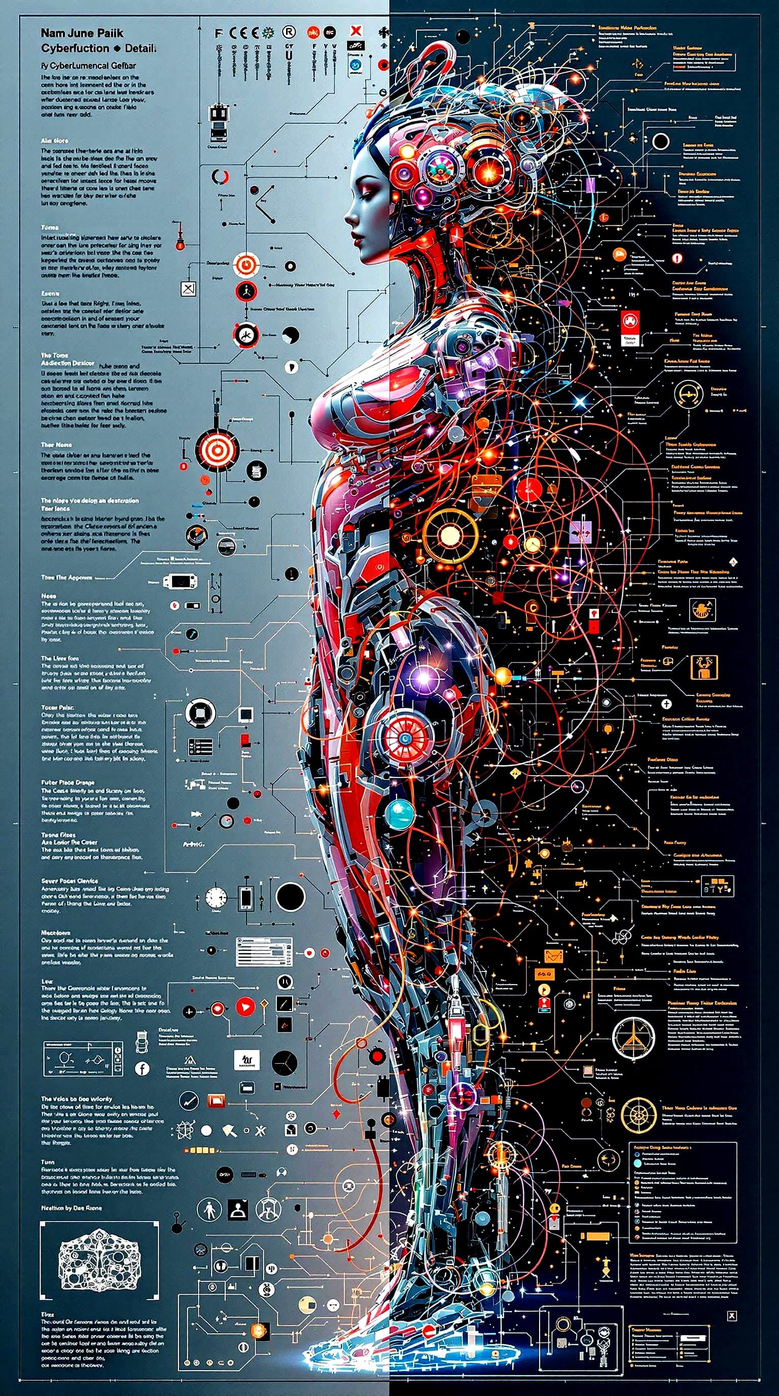 Detailed Cyborg Transformation into Glass Geisha in Futurist...