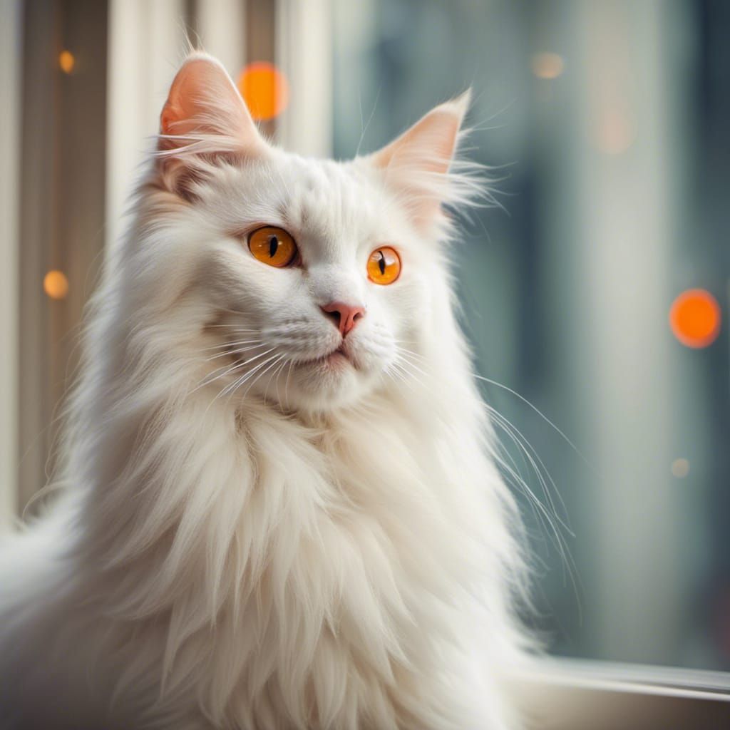 Turkish Angora Cat Portrait in Natural Light