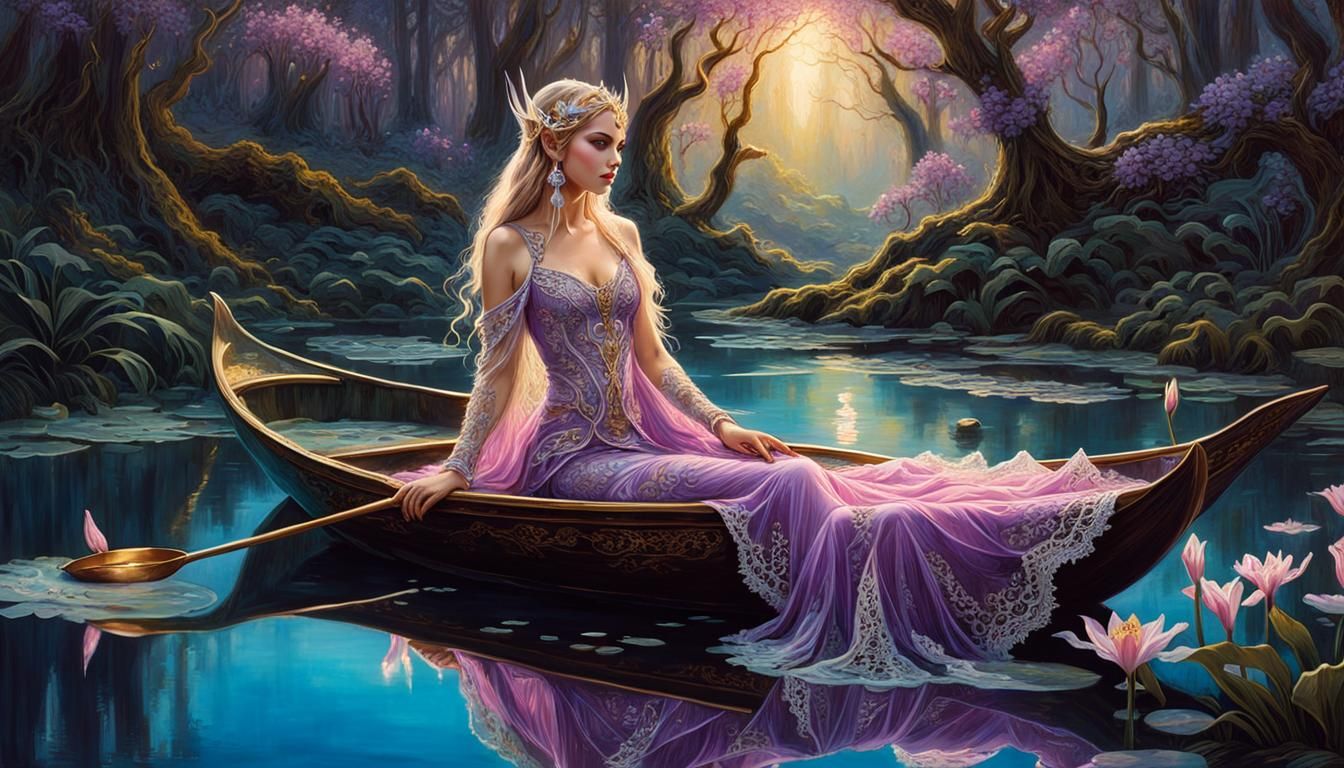 Bioluminescent Elf Goddess in Fantasy Forest