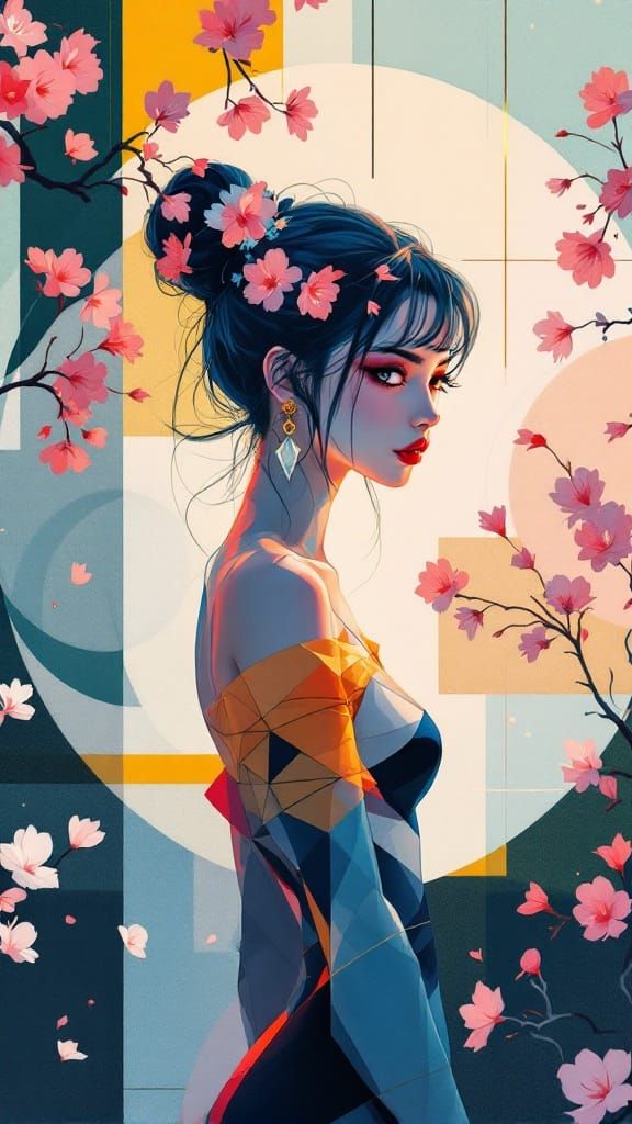 Anime-Inspired Digital Goddess Radiates in Vibrant Light