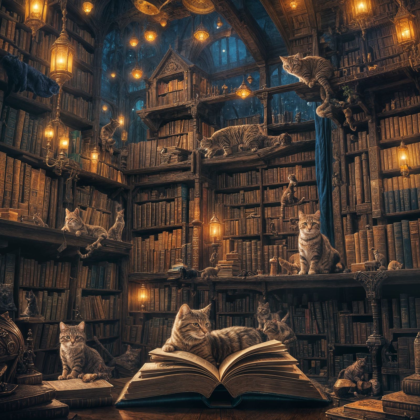 Cats Rule a Book World: Fantasy Concept Art
