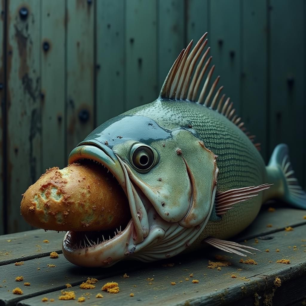 Surreal Fish Skeleton Breads in Dreamlike Digital Art