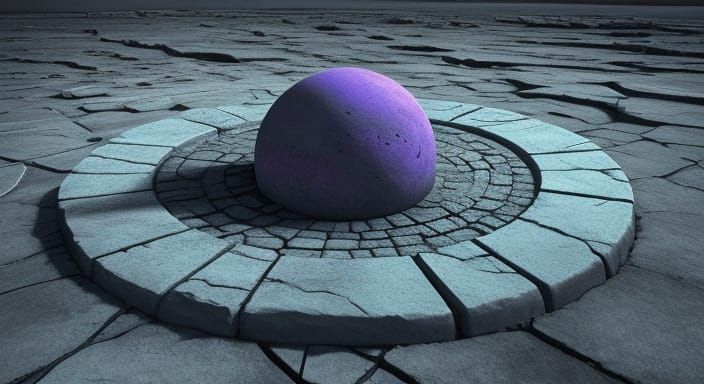 Mysterious Glowing Stone on Alien Landscape in Surreal Sci-F...