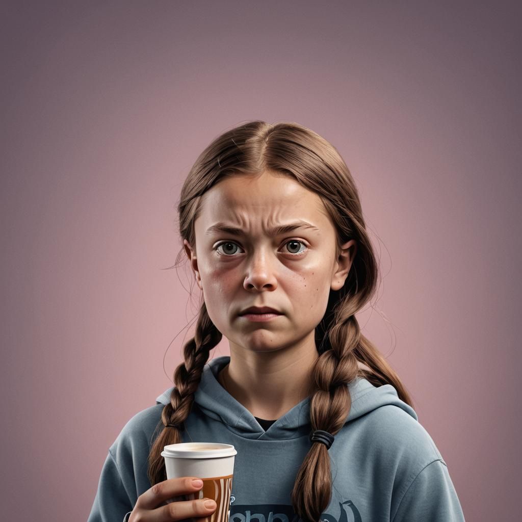 Angry Greta Thunberg Portrait as 3D Digital Art