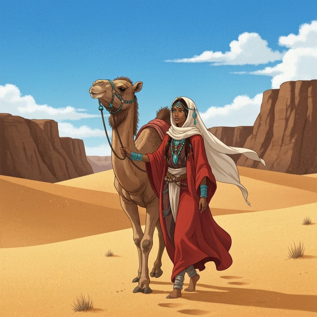 Desert Shaman and Camel in Syd Mead Style