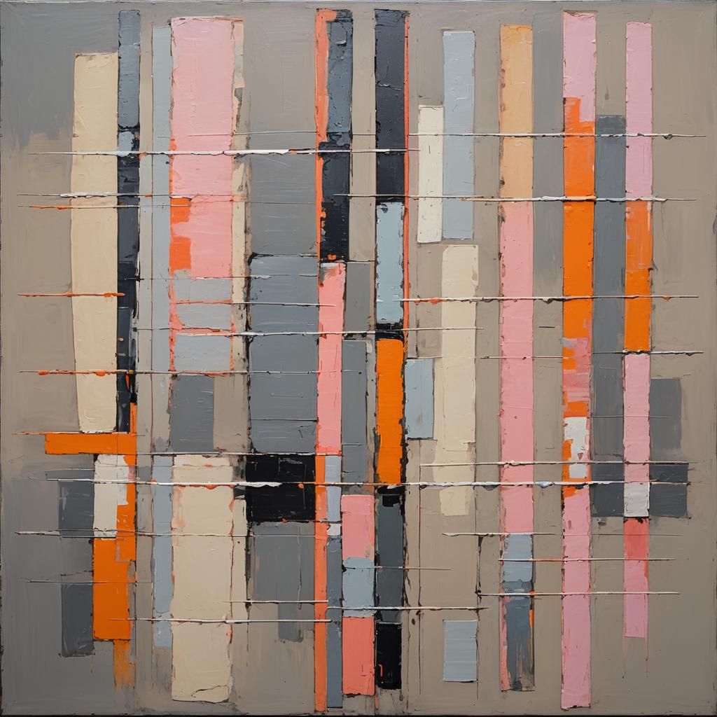 Abstract Geometric Painting with Stripes and Ovals