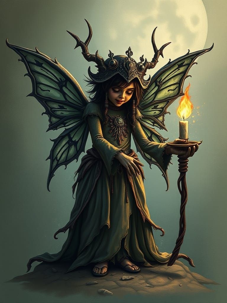 Cute Dark Fairy Sandman With Dreamlike Horror