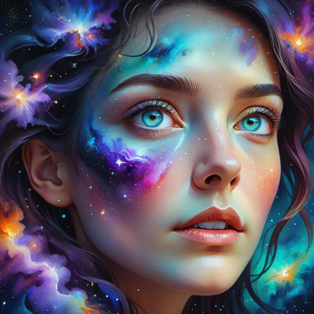 Cosmic Woman: A Surrealist Space Portrait