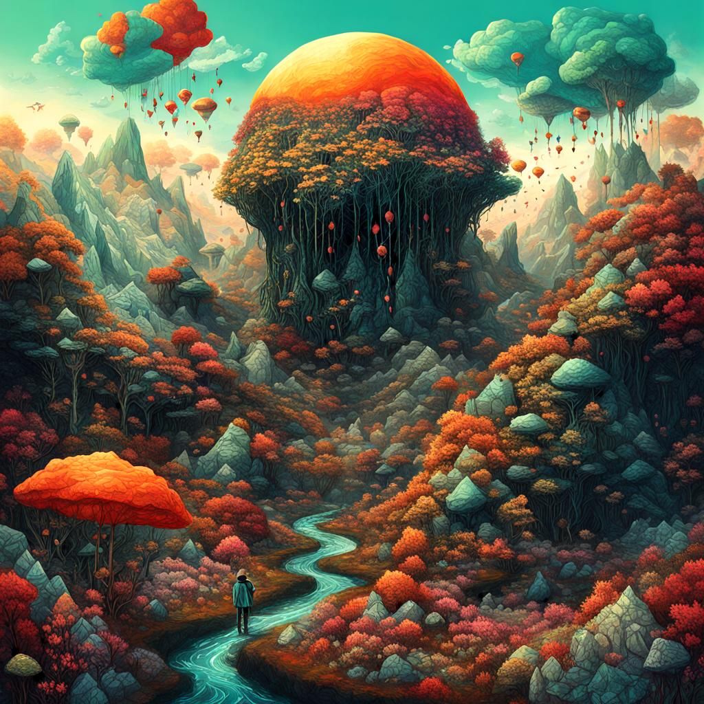 Surreal Time Passage: A Hyperdetailed Illustration