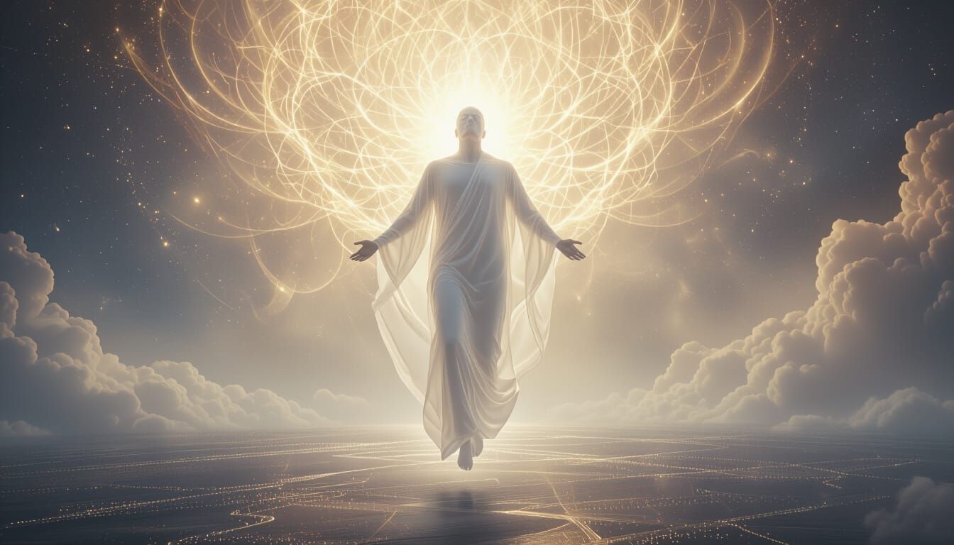 Human Soul Ascending to Cosmic Light