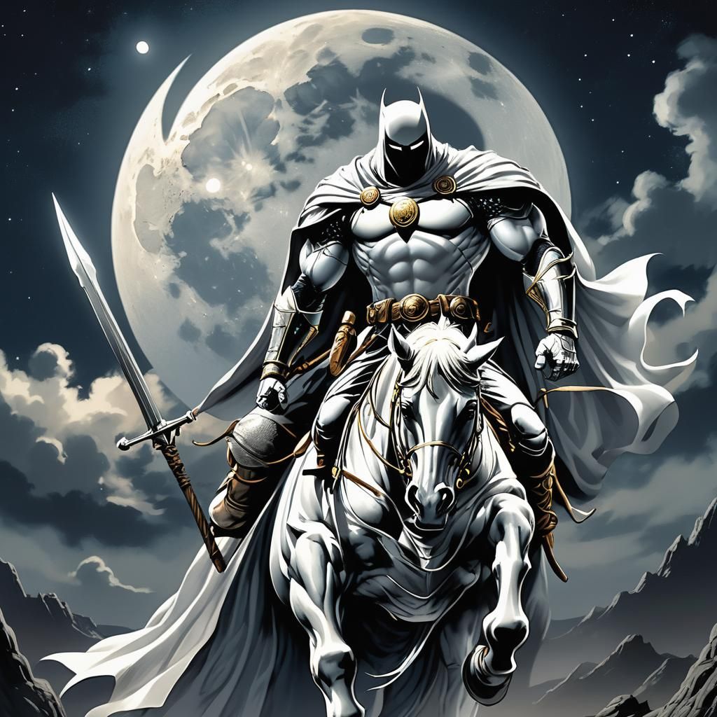 Moon Knight Descends from Moon, Cel-Shaded Art