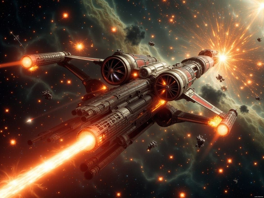 X-Wing in Exploding Galaxy: a Digital Painting