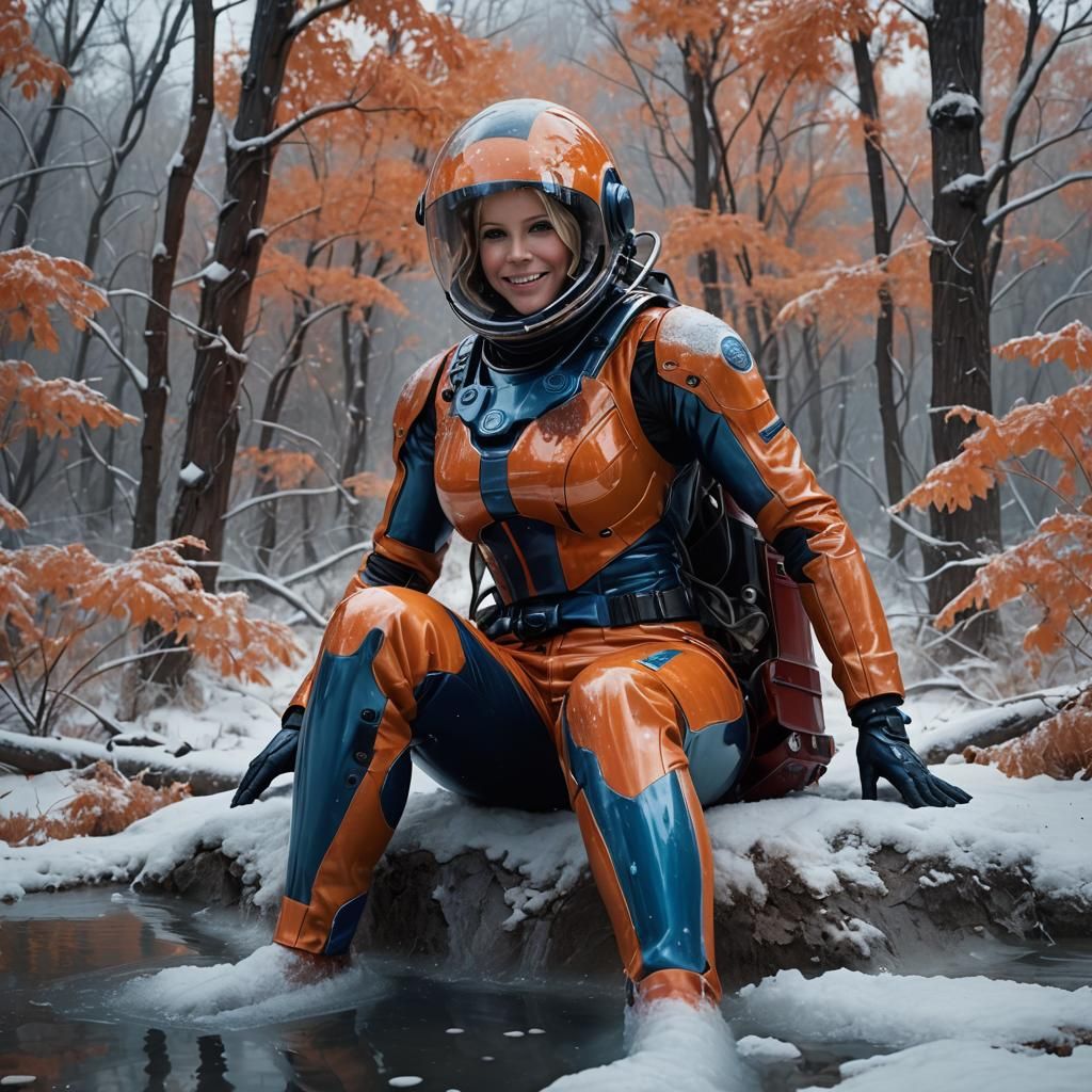 Post-Apocalyptic Sci-Fi Blonde in Blizzard, Digital Art